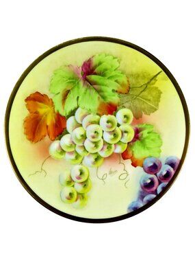 Beyer & Bock Royal Rudolstadt Plate – Hand Painted Grapes, Signed Stein, c1905